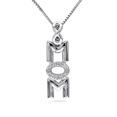 Sterling Silver Mom Necklace with 0.06 CT. T.W. Diamonds