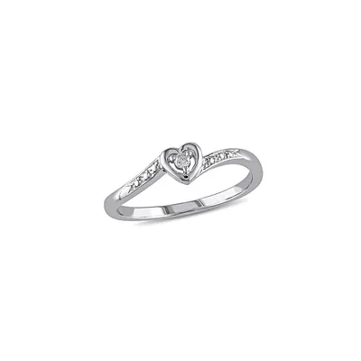 Sterling Silver Heart Ring with 0.03 CT. T.W. Diamonds