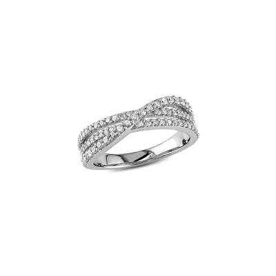 0.47 CT. T.W. Diamond Crossover Ring Sterling Silver