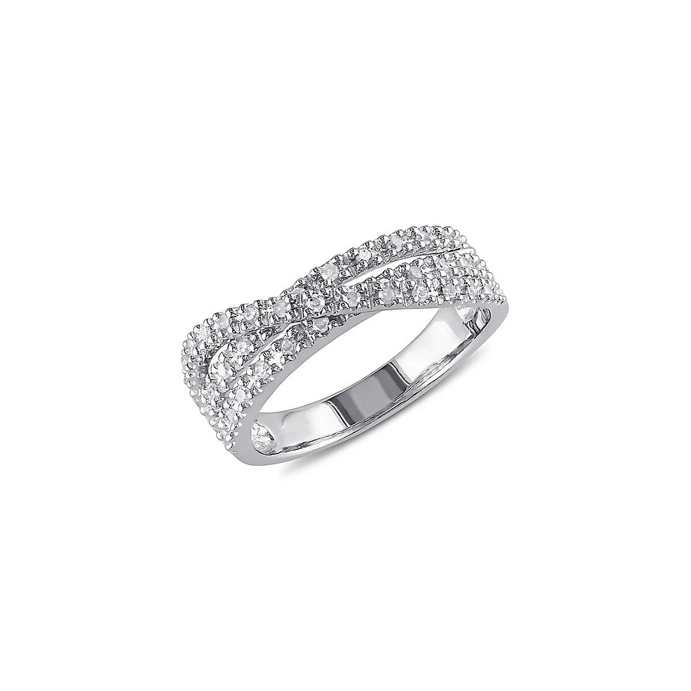 Sterling Silver CT. T.W. Diamond Crossover Ring