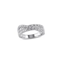 Sterling Silver CT. T.W. Diamond Crossover Ring