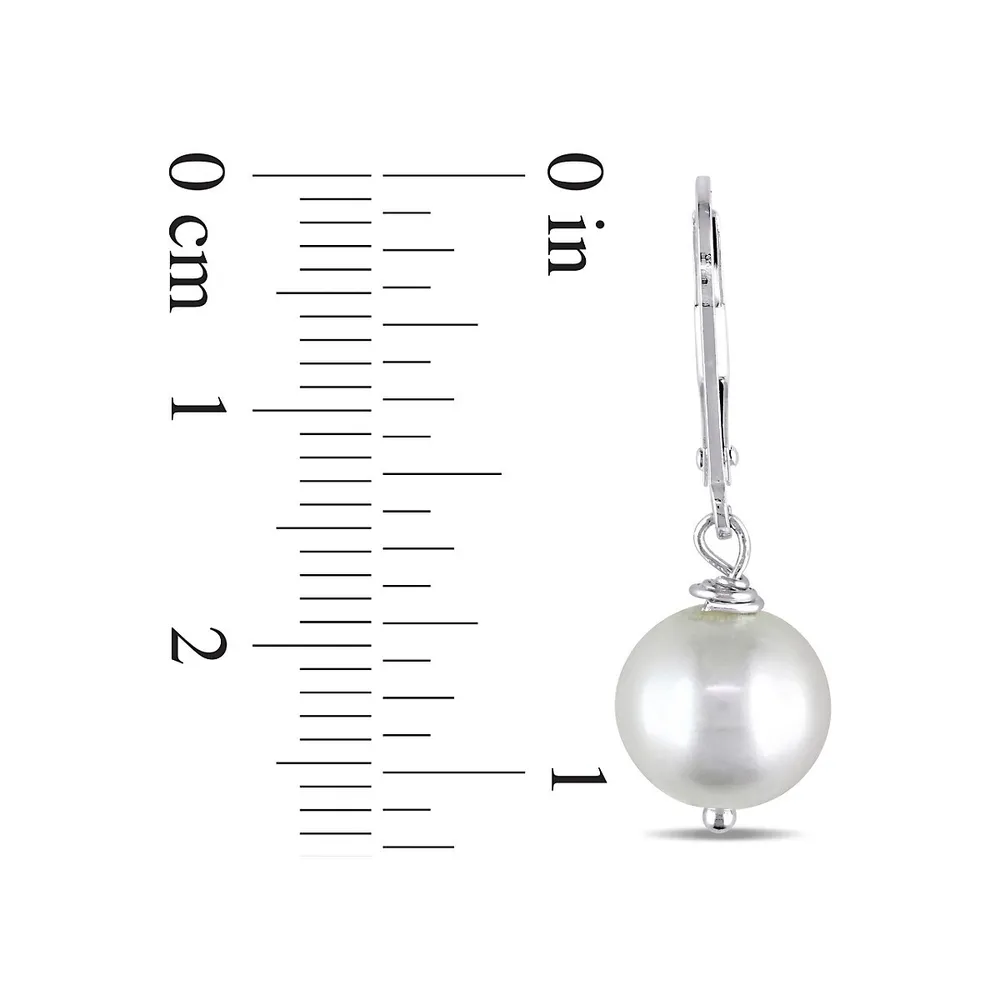 Sterling Silver 10-11mm Pearl Drop Earrings