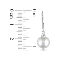 Sterling Silver 10-11mm Pearl Drop Earrings