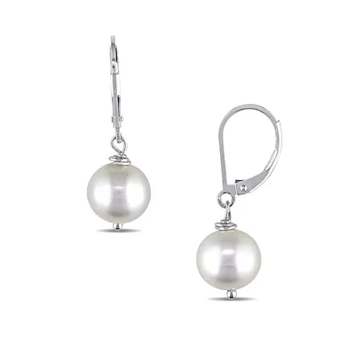 Sterling Silver 10-11mm Pearl Drop Earrings