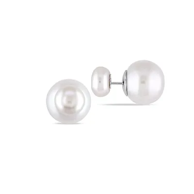 12.5-13 MM and 8-8.5MM Cultured Freshwater Pearl Stud Tribal Earrings