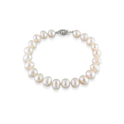 7.5-8mm Freshwater Pearl and Sterling Silver Bracelet