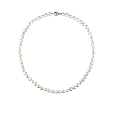 Collier en argent sterling avec perles d'eau douce cultivées blanches de 7 à 7,5 mm