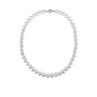 Freshwater 9-10mm Pearl and Sterling Silver Necklace