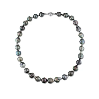 8-10MM Black Baroque Tahitian Cultured Pearl and 14K White Gold Necklace