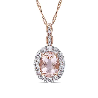 0.025 CT. T.W. Diamond-Accent Vintage 14K Rose Gold Necklace