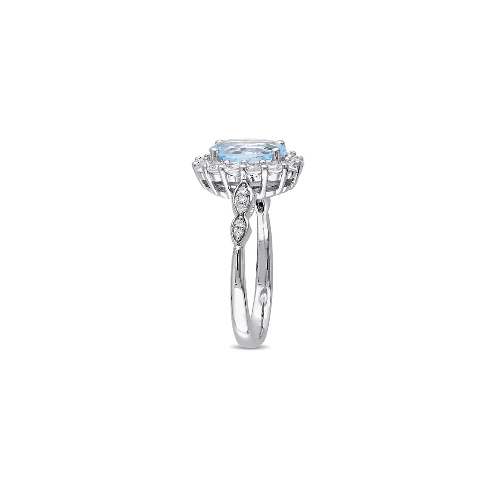 Colorless topaz diamond ring