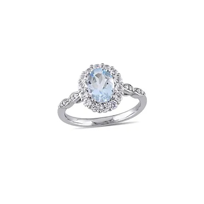 Diamond-Accent Vintage 14K White Gold Ring