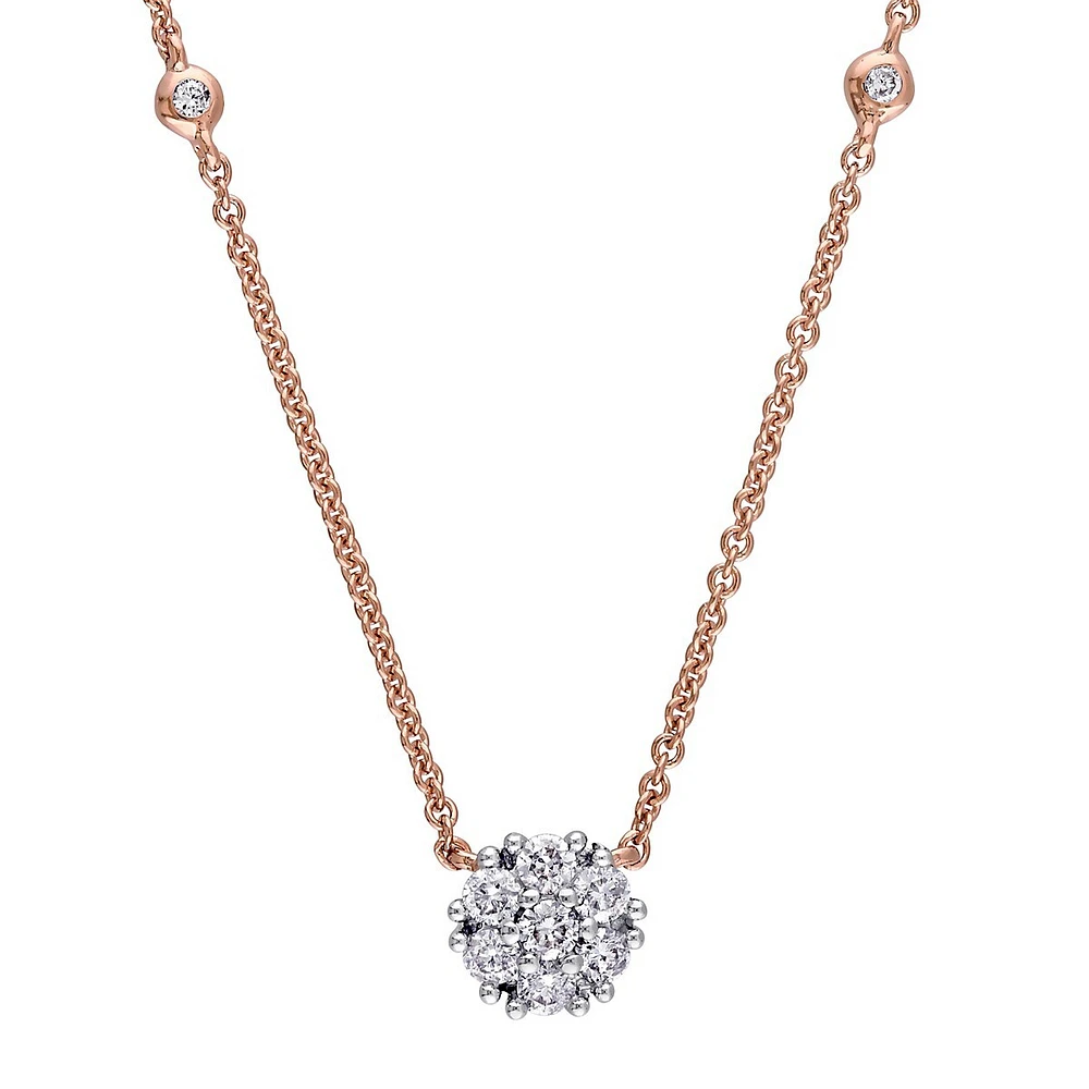 14K Rose Gold and 0.33 CT. T.W. Diamond Floral Necklace