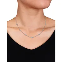 14K White Gold and 0.84 CT. T.W. Diamond Station Necklace