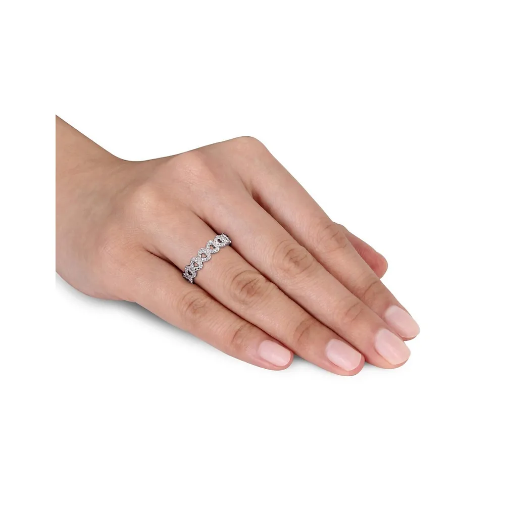 Diamond Heart Sterling Silver Ring