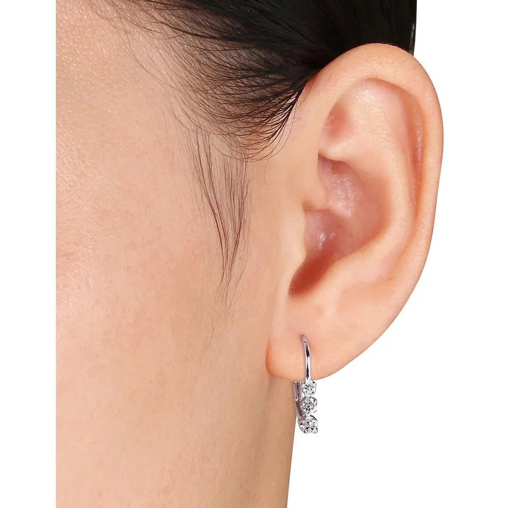 Boucles d'oreilles en or blanc 14 K avec diamants 0,25 ct PT