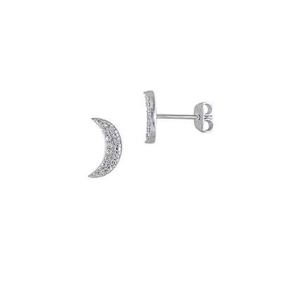 Boucles d'oreilles en lune en argent sterling avec diamants 0,10 ct PT