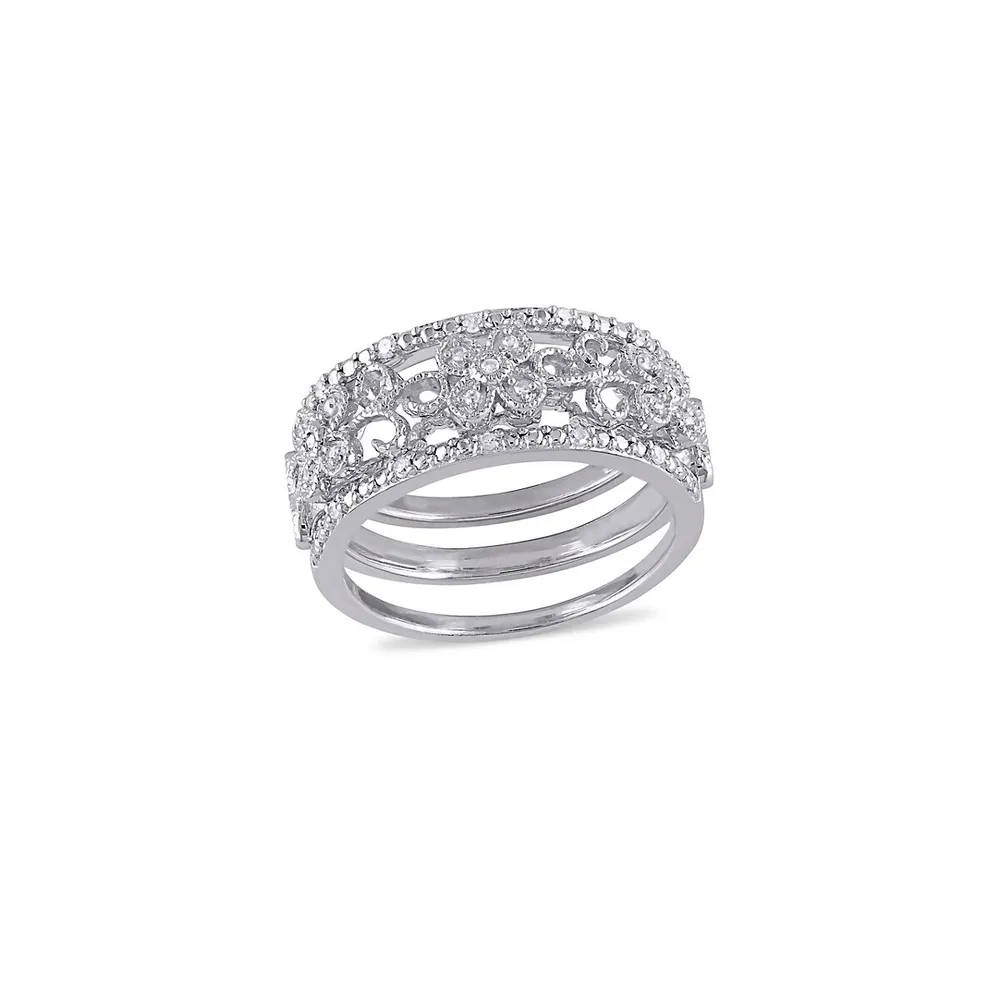 The Rebecca: Ladies 18 Karat White Gold Filigree engagement ring set with  1.30 Carat European Cut Diamond