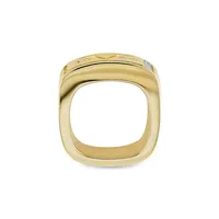 18K Goldplated Sterling Silver White Sapphire Logo Mark Ring