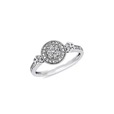 10k White Gold 0.2 CT. T.W. Diamond Halo Engagement Ring