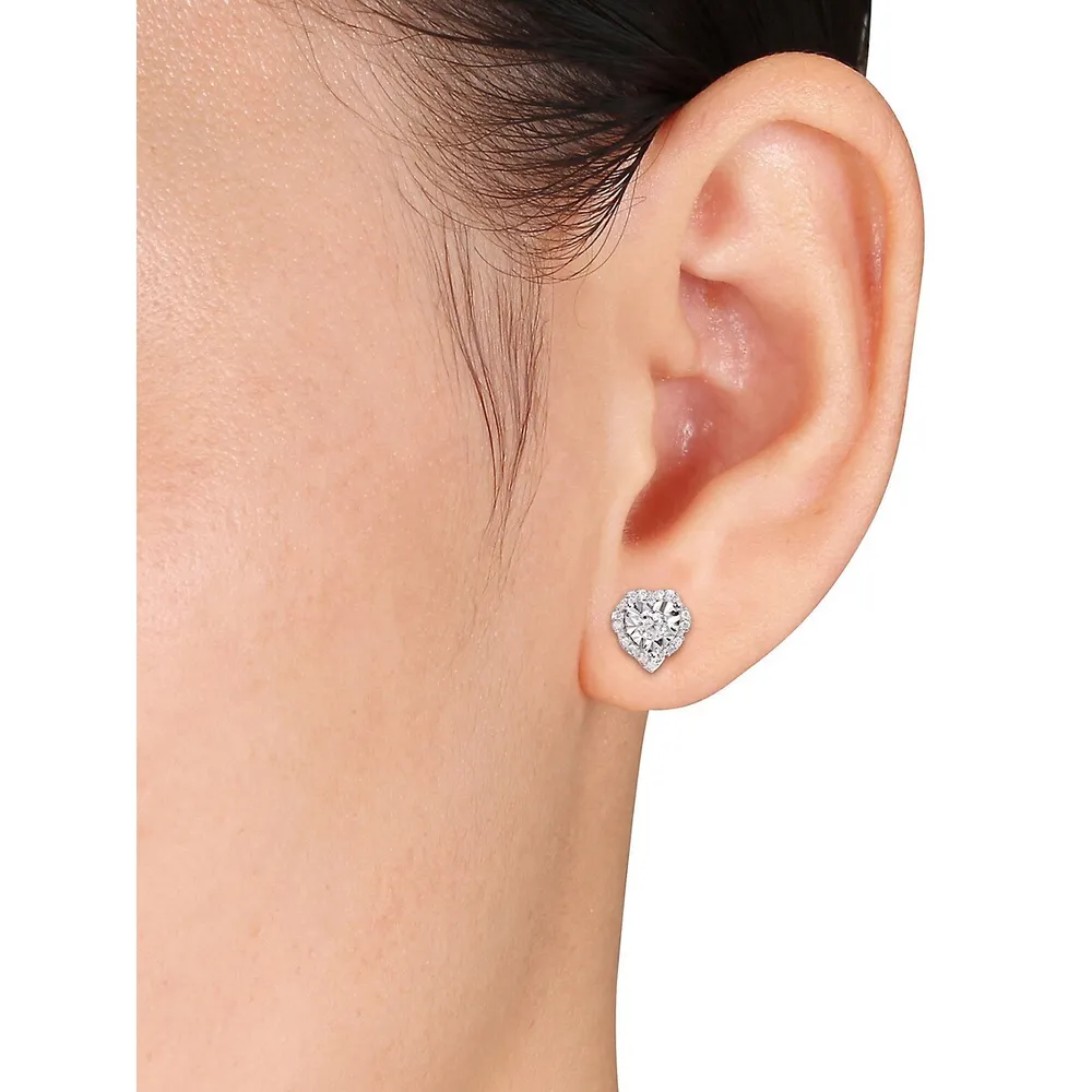 Sterling Silver & 0.33 CT. T.W. Diamond Stud Earrings