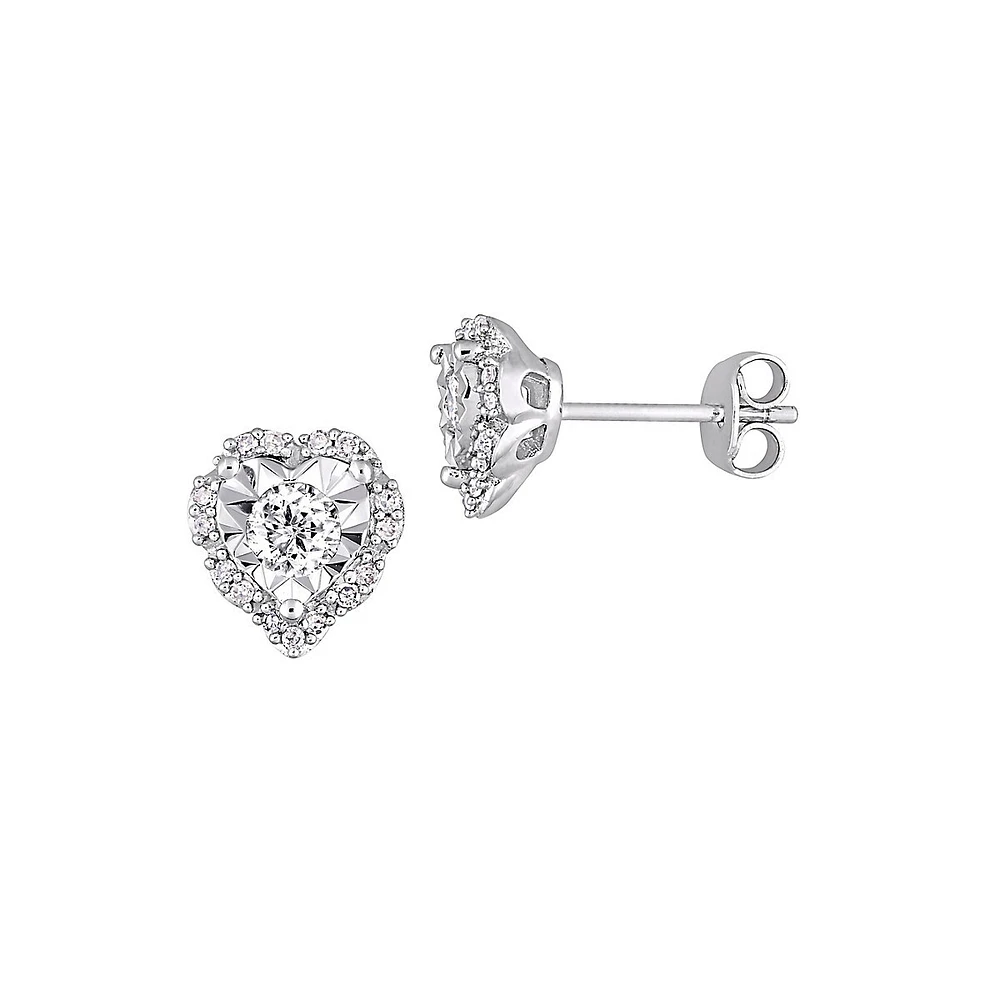 Sterling Silver & 0.33 CT. T.W. Diamond Stud Earrings