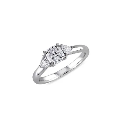 1TCW Diamond Three-Stone Engagement Ring 14k White Gold