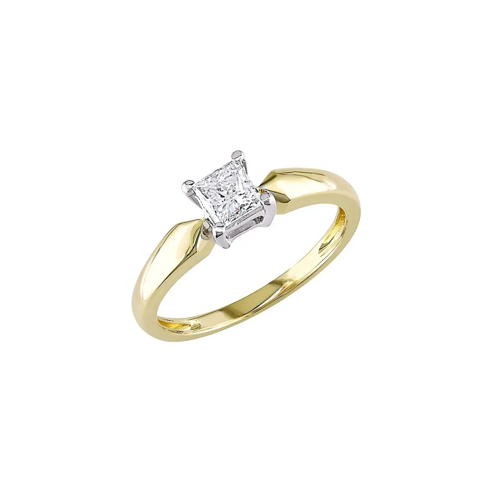 14 K Yellow Gold 0,5 CT. La bague coupée à diamant T.W