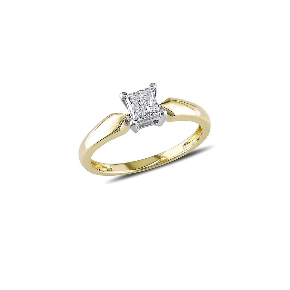 14 K Yellow Gold 0,5 CT. La bague coupée à diamant T.W