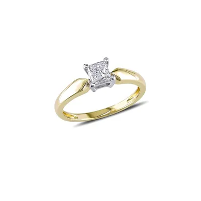 14K Yellow Gold 0.5 CT. T.W. Diamond Princess Cut Ring