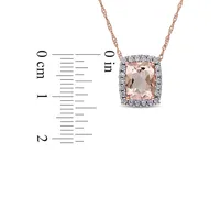 0.25 CT. T.W. Diamond, Morganite and 14K Rose Gold Halo Necklace