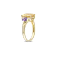 Citrine, Amethyst, White Topaz and Sterling Silver Three-Stone Ring