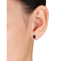 0.10 CT. T.W. Diamond and Garnet Stud Earrings