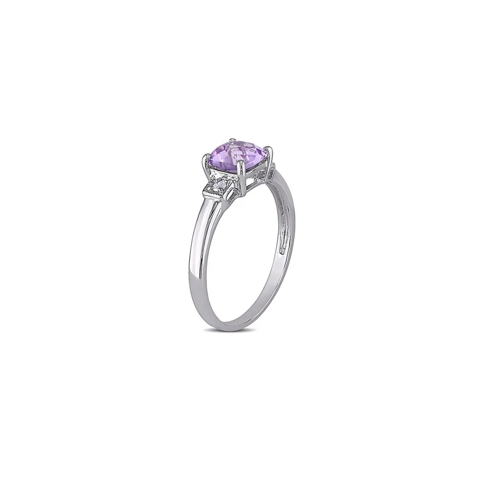 0.04 TCW Diamond and Amethyst Sterling Silver Ring