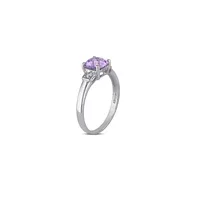 0.04 CT. T.W. Diamond and Amethyst Sterling Silver Ring