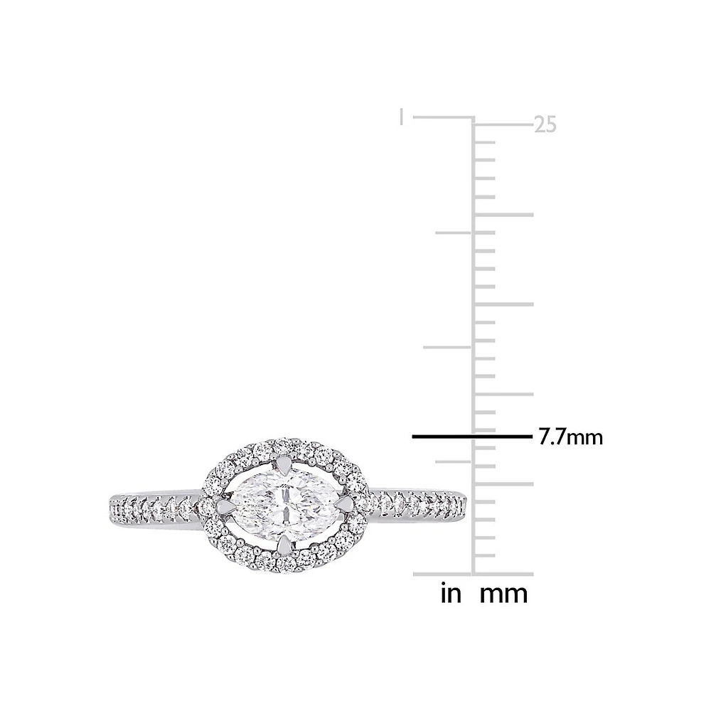 14K White Gold & 0.75 CT. T.W. Diamond Floating Halo Engagement Ring