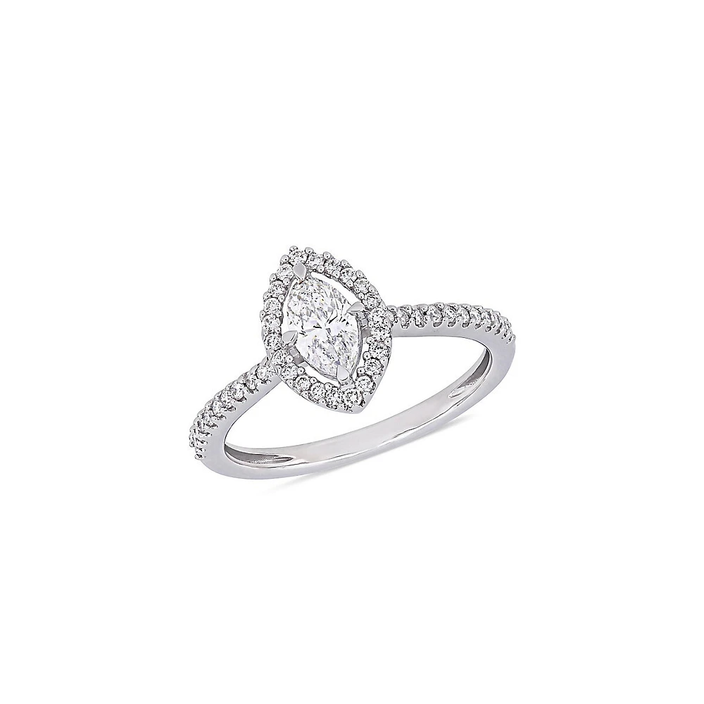 14K White Gold & 0.75 CT. T.W. Diamond Floating Halo Engagement Ring