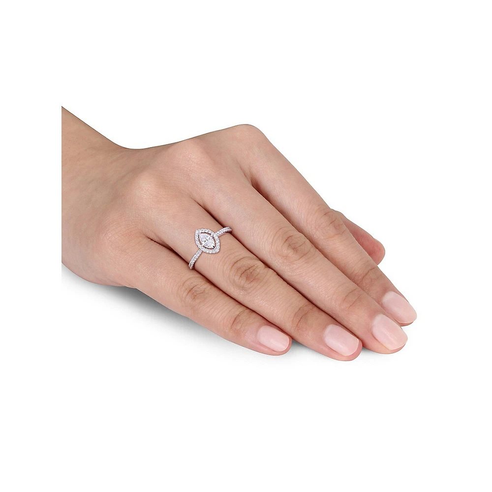 14K White Gold & 0.75 CT. T.W. Diamond Floating Halo Engagement Ring