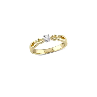Sterling Silver & 0.1 CT. T.W. Diamond Heart Bow Promise Ring