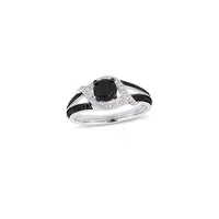 10K White Gold, 1 CT. T.W. Diamond & Black Split Shank Ring