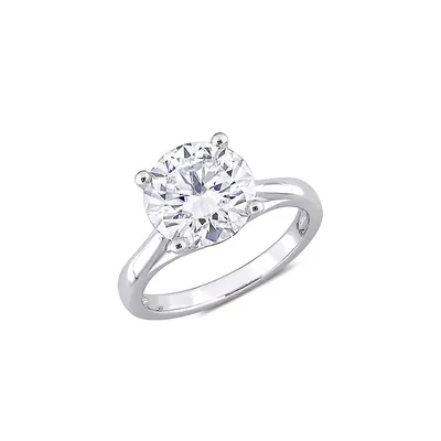 10K White Gold 3.5 CT D.E.W. Created Moissanite Solitaire Ring
