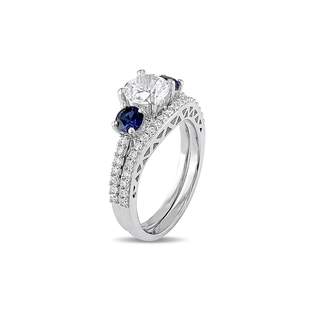 Ensemble de deux bagues nuptiales en or blanc 10 ct avec diamants 0,33 PT