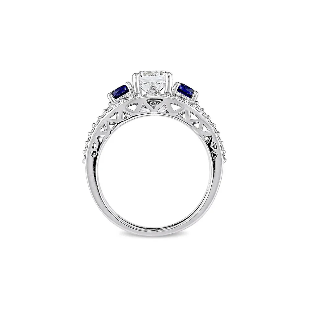 Ensemble de deux bagues nuptiales en or blanc 10 ct avec diamants 0,33 PT