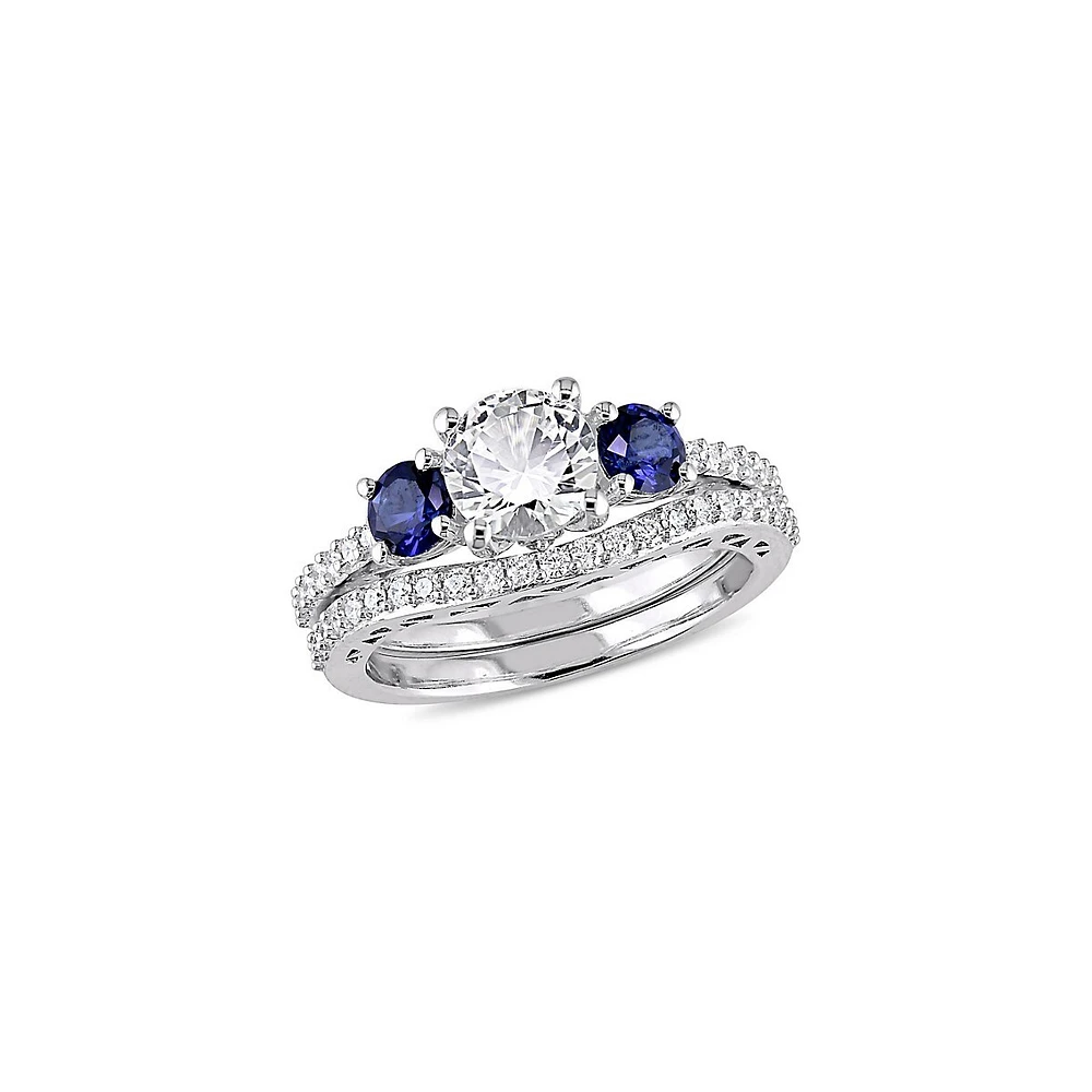 Ensemble de deux bagues nuptiales en or blanc 10 ct avec diamants 0,33 PT