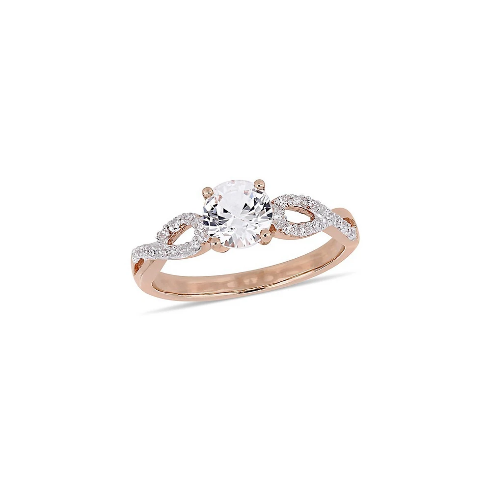 Bague d'éternité en or rose 10 ct avec diamants et pierres