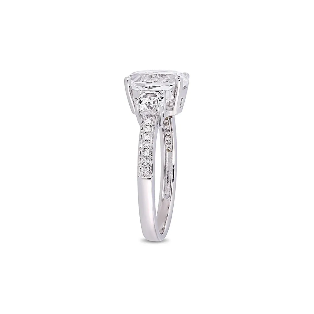 10K White Gold & Diamond 3-Stone Ring