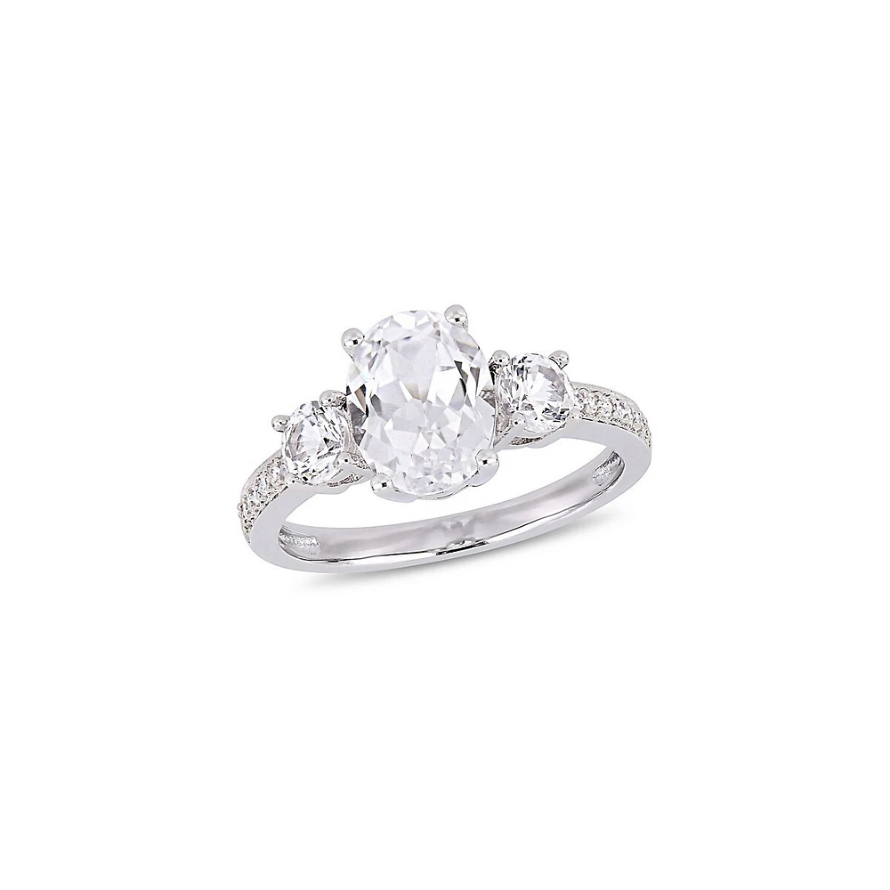 10K White Gold & Diamond 3-Stone Ring