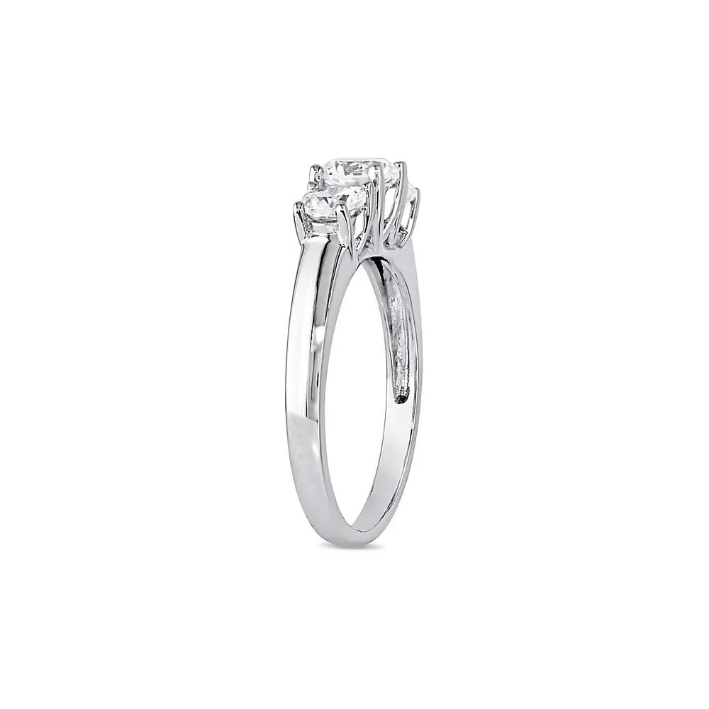 Bague de fiançailles à trois pierres en or blanc 10 ct