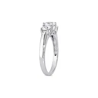 10K White Gold Three-Stone Engagement Ring