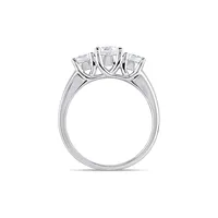 Bague de fiançailles à trois pierres en or blanc 10 ct